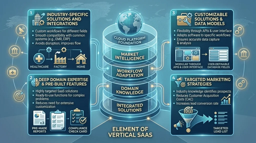 infographic explaining Element of Vertical SaaS