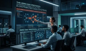 Security team monitoring a distributed SaaS network topology for zero-day threats in a modern SOC